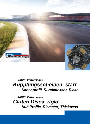 Discos de embraiagem SACHS Performance, versão rígida, informações sobre perfis de cubo, diâmetro e espessura.