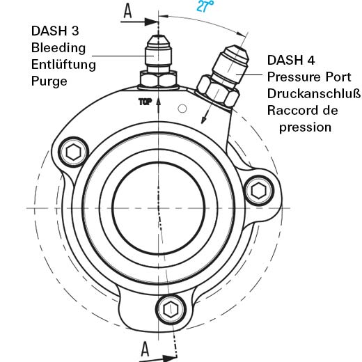 Kit CSC SACHS RCS 883000001134 – schéma de raccordement avec purge DASH 3 et raccord de pression DASH 4 | ZF Motorsport