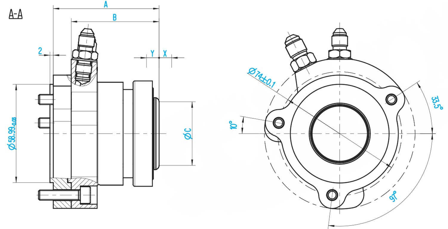 Kit CSC SACHS RCS 883000001125 – cotes A B C X Y pour embrayage de compétition | ZF Motorsport Kit CSC SACHS RCS 883000001125 – position min max avec cotes A B C X Y pour embrayage de compétition | ZF Motorsport