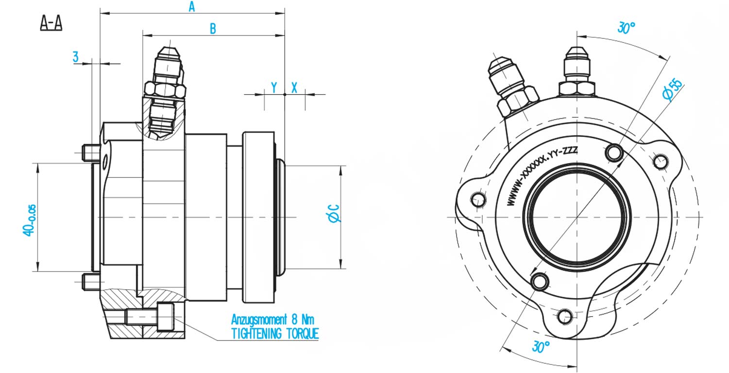 Kit CSC SACHS RCS 883000001137 – cotes A B C X Y pour embrayage de compétition | ZF Motorsport Kit CSC SACHS RCS 883000001137 – position min max avec cotes A B C X Y pour embrayage de compétition | ZF Motorsport